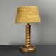 Mid-Century modern brutalist wood turned table lamp Charles Dudouyt style