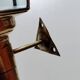 Electrified wall lamp cab lantern brass old engraved glass