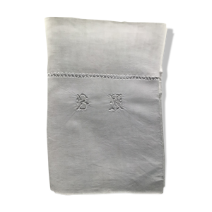 Drap 2 places lin brodé