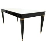 Lacquered Beech Dining Table in the style of Paolo Buffa with Taupe Glass Top
