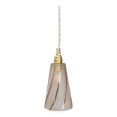 Vintage tulip pendant light in white frosted glass and gold trim