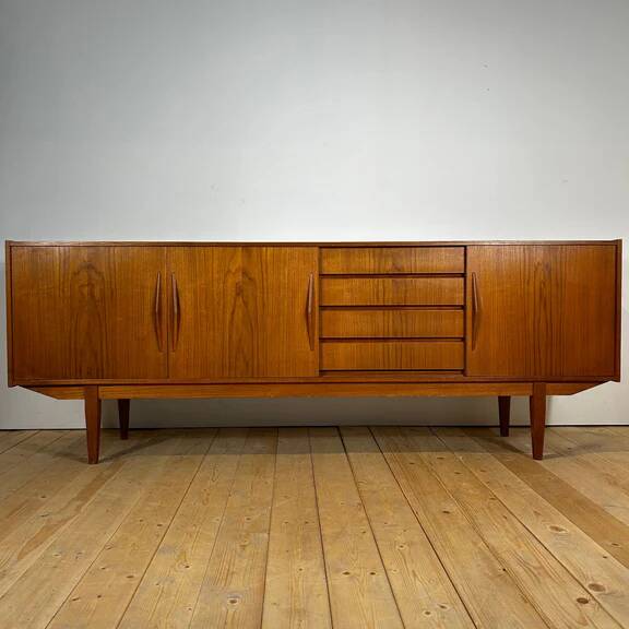 Teak sideboard with sliding doors, 1960s