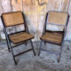 Pair of wood folding chair and vintage cannage #a084