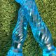 Pair of molded pressed blue glass candle holders