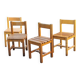 Set of 4 70s brutalist oak chairs