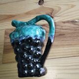 Vintage Vallauris jug in ceramic barbotine with grape decoration – 1950s
