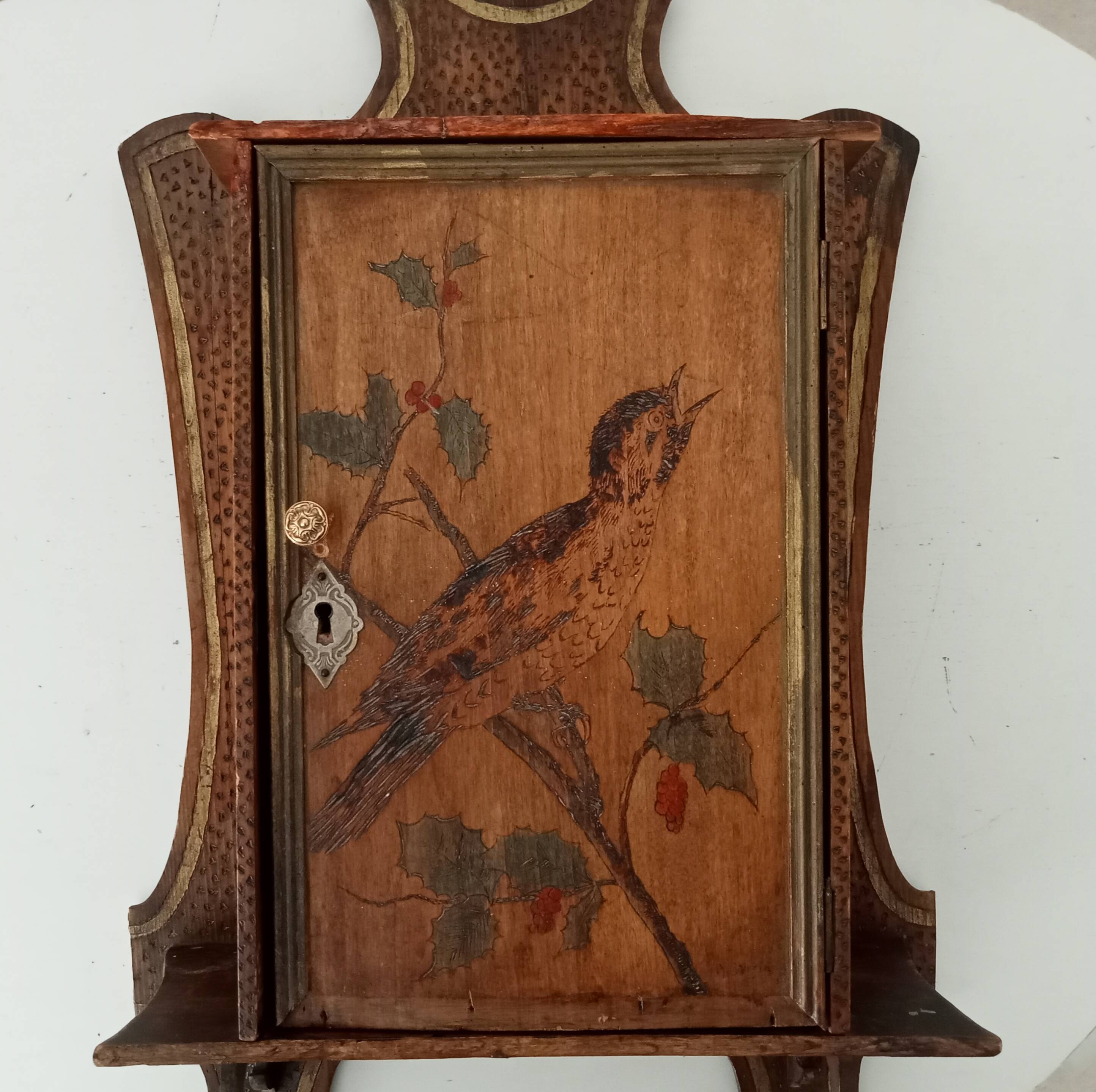 Antique wall cabinet folk art