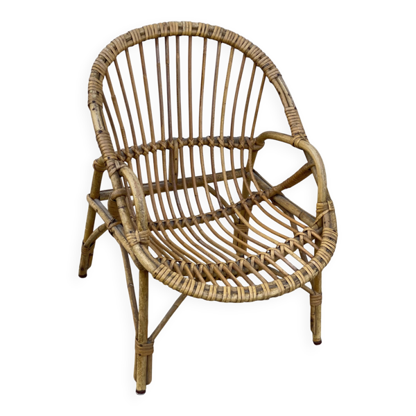 Fauteuil rotin pour enfant vintage 1960