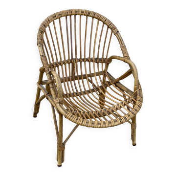 Fauteuil rotin pour enfant vintage 1960