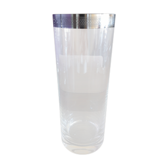 Vase en cristal 25cm avec liseré argenté