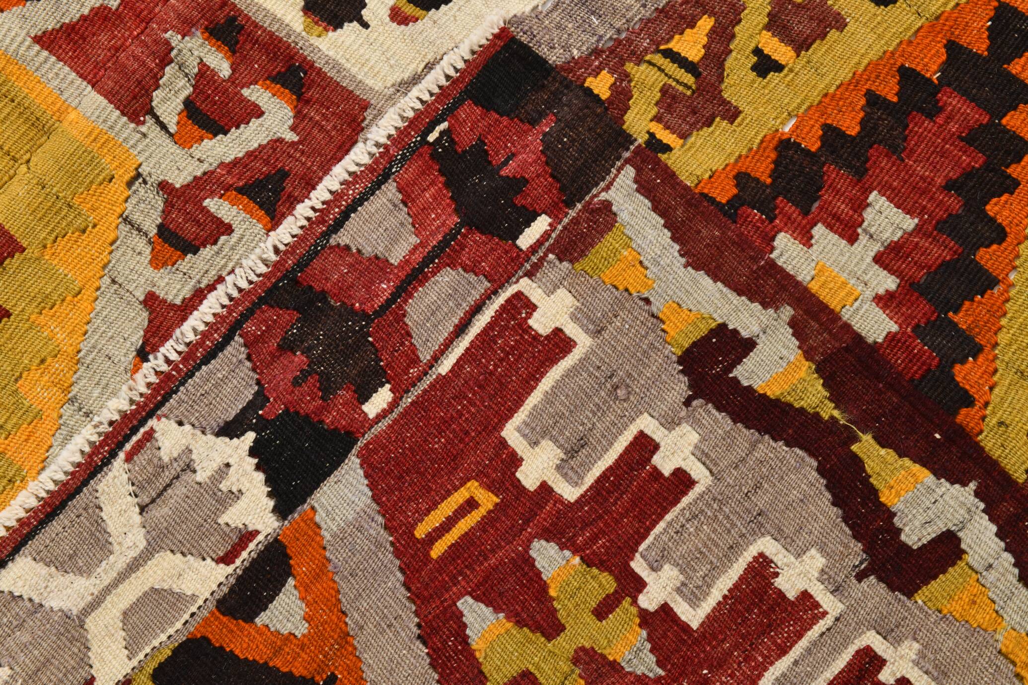 6x9 Large Geometric Style Multicolor Style Wool Vintage Kilim Rug,182x283cm