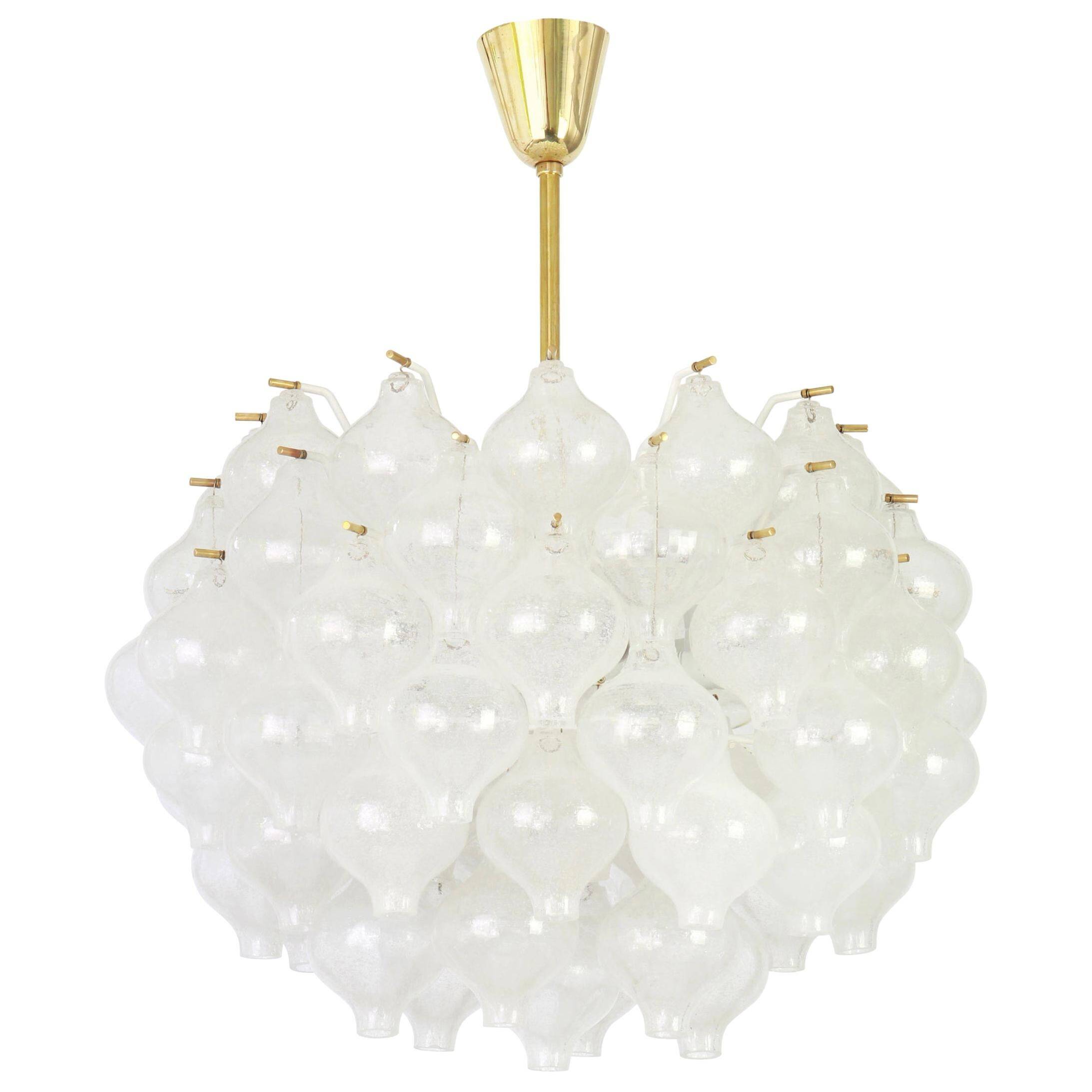 1 of 6 large tulip glass chandeliers by Kalmar, Austria, 1960s