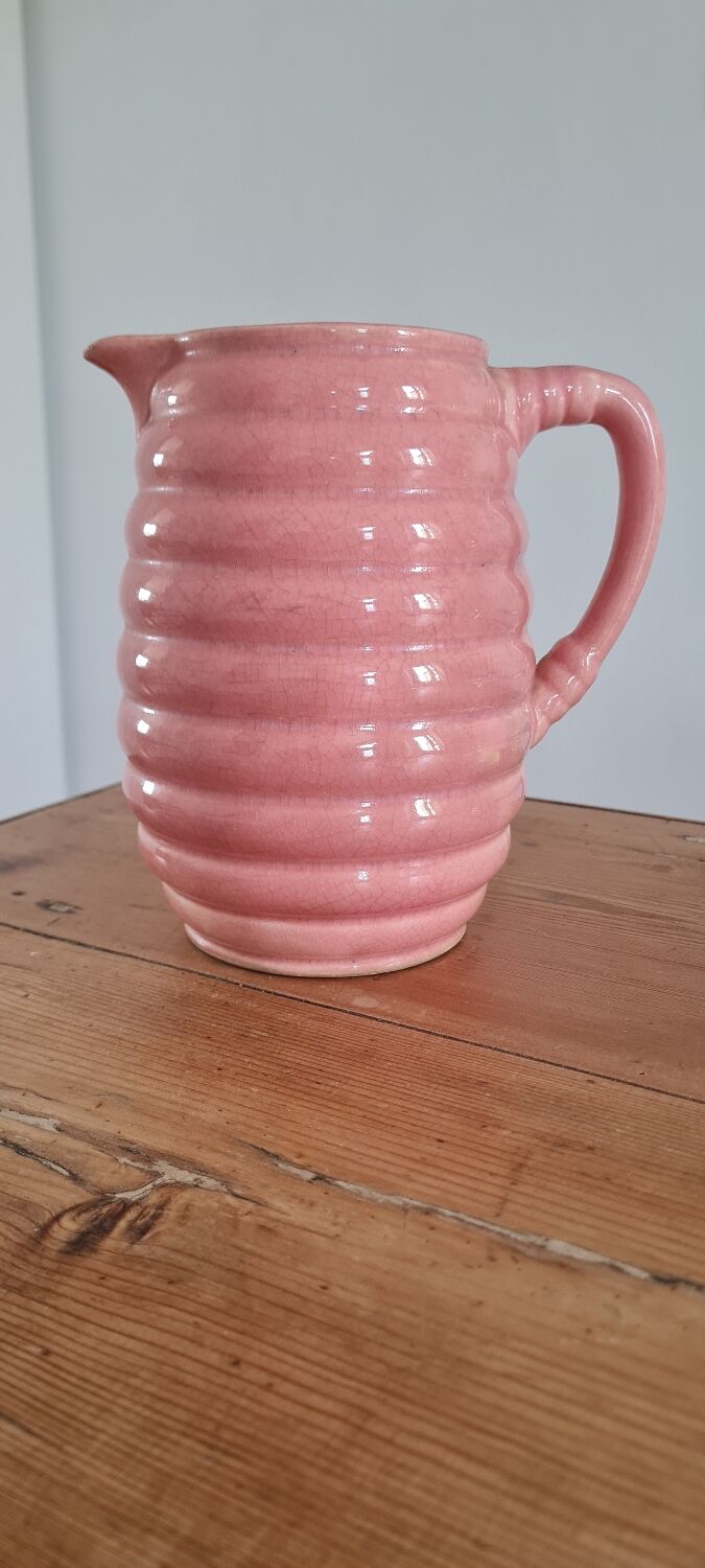 Glazed stoneware pitcher