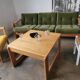 Scandinavian velvet and wood sofa