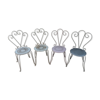 Suite de 4 chaises de jardin en fer forgé