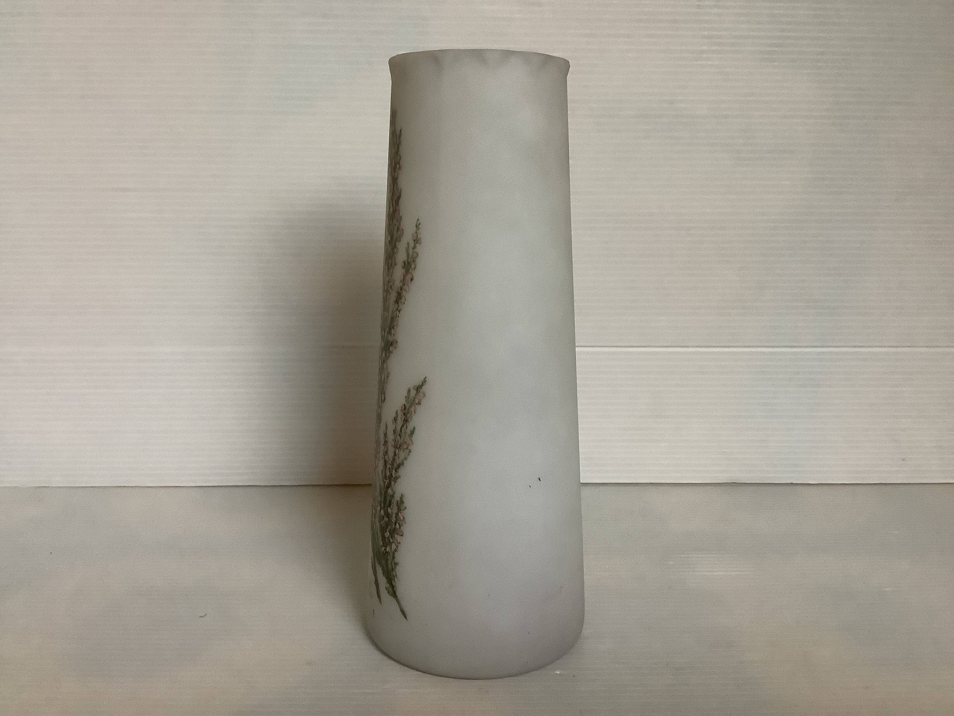 Antique opaline vase with enamelled flowers