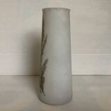 Ancien vase opaline fleurs émaillées