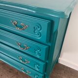 Vintage chest of drawers with a duck blue makeover