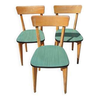 Trio bistro chairs 1950 mottled green vinyl
