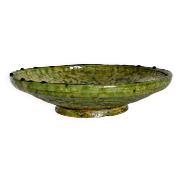 Coupe, vide-poche Tamegroute ancienne en céramique vernissée verte