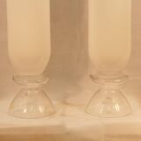 Paire de hauts vases Murano blancs, XXe siècle