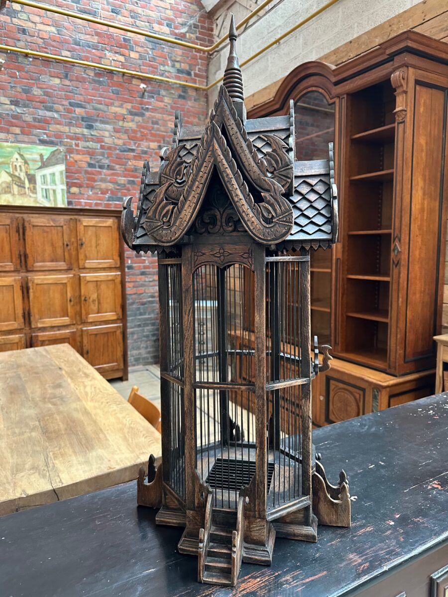 Handcrafted teak cage