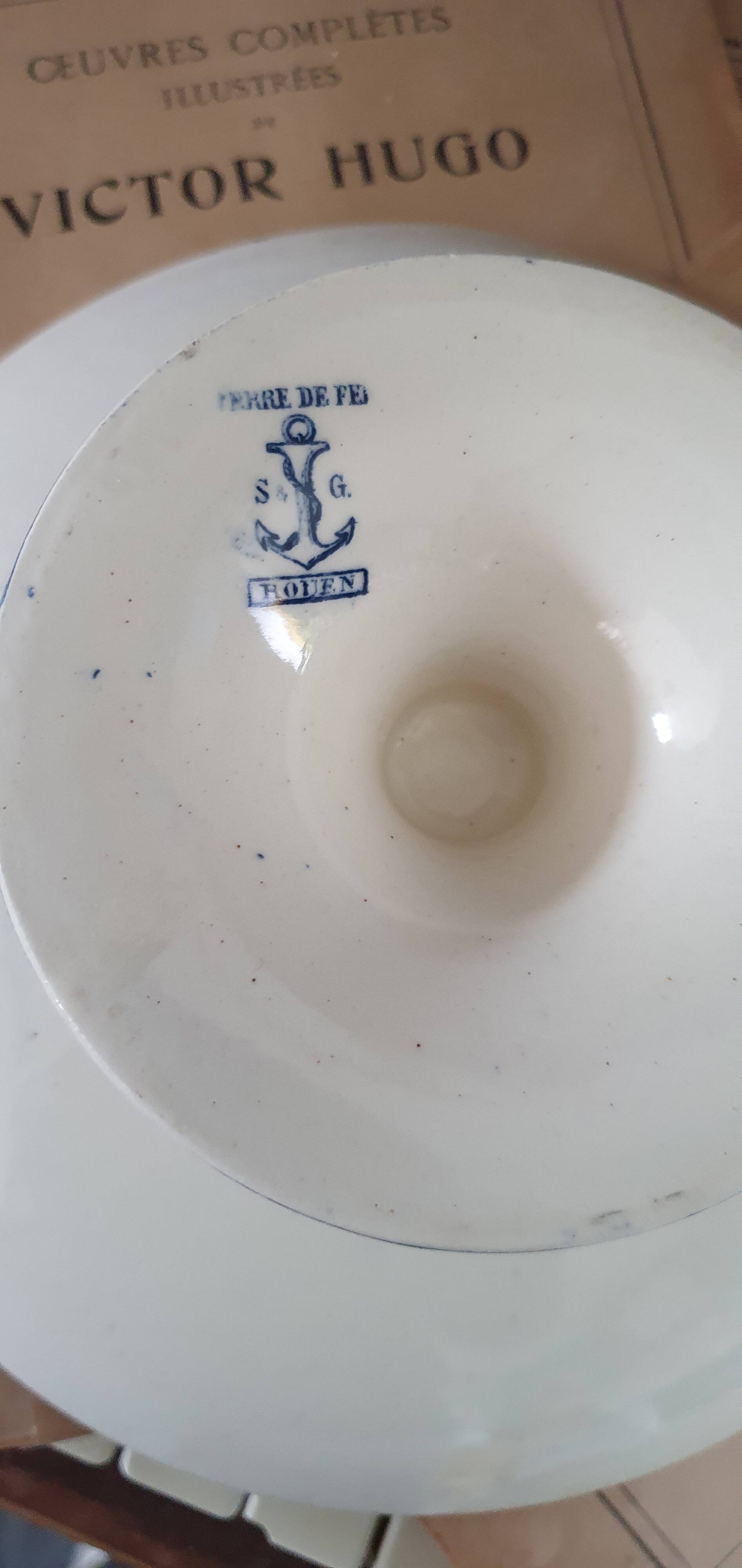 19th-century Rouen earthenware compotier