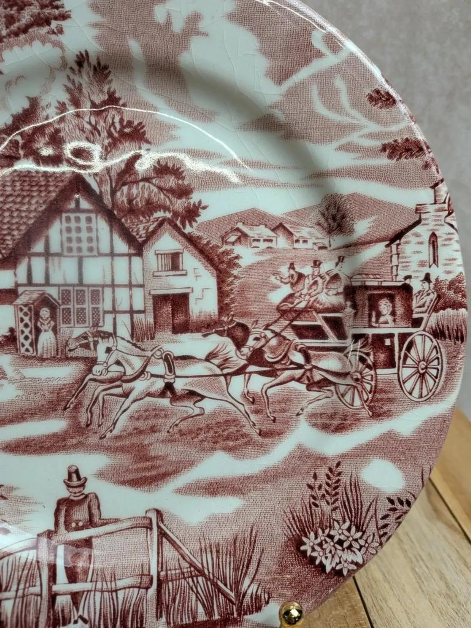 Dessert plate Terre de fer Lunéville – English Style – The Copperfield – Toile de Jouy
