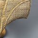 Pair midcentury Italian rattan wicker pine brass scallop wall sconces 1970s
