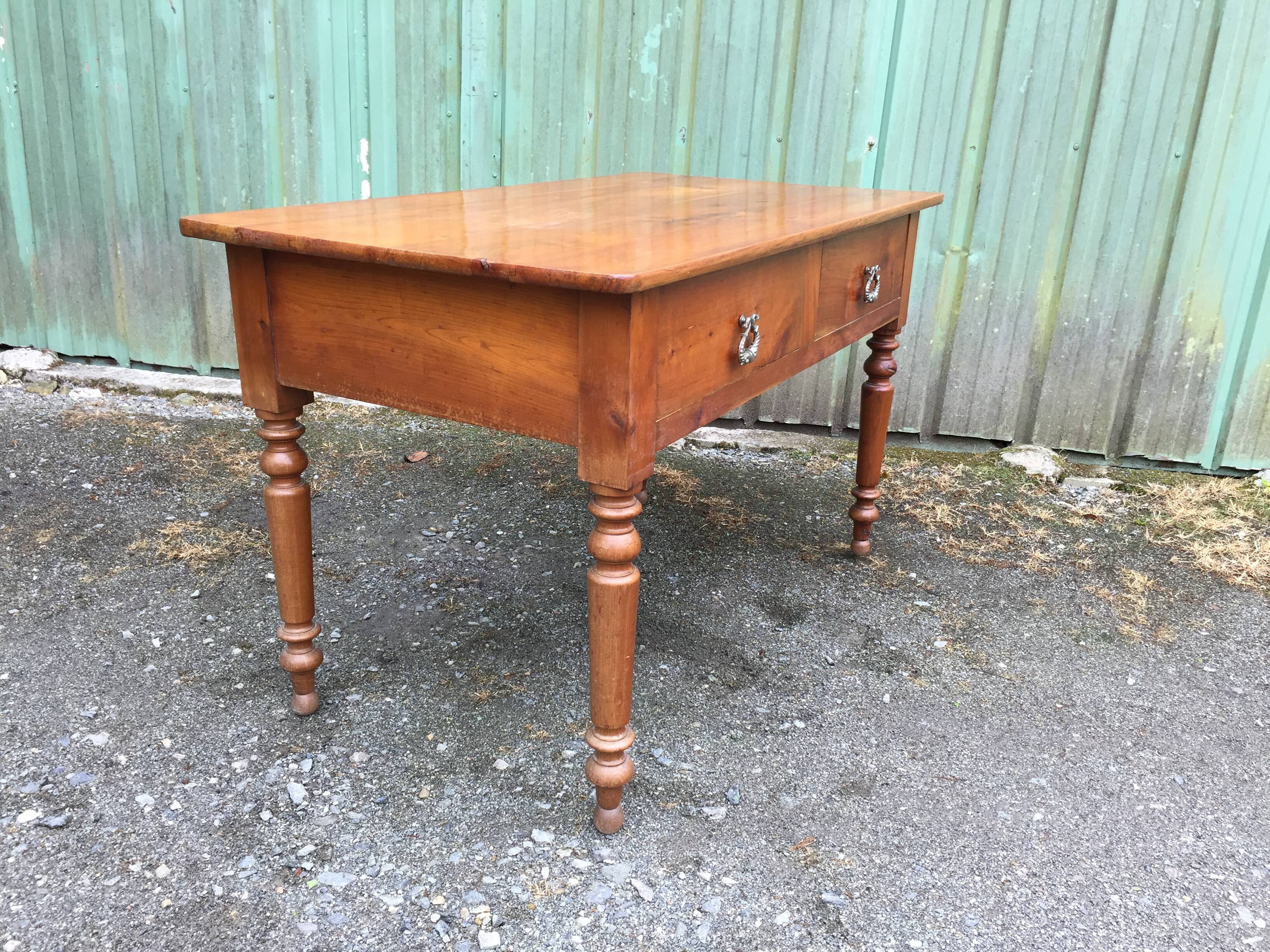 Louis Philippe style farmhouse table in solid cherrywood