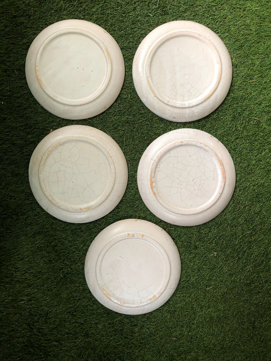 5 assiettes plates décor grosses fleurs Vallauris vers 1950