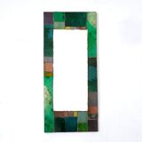 Coloured glass mirror, French work from the 1960s, 35x77 cm.
