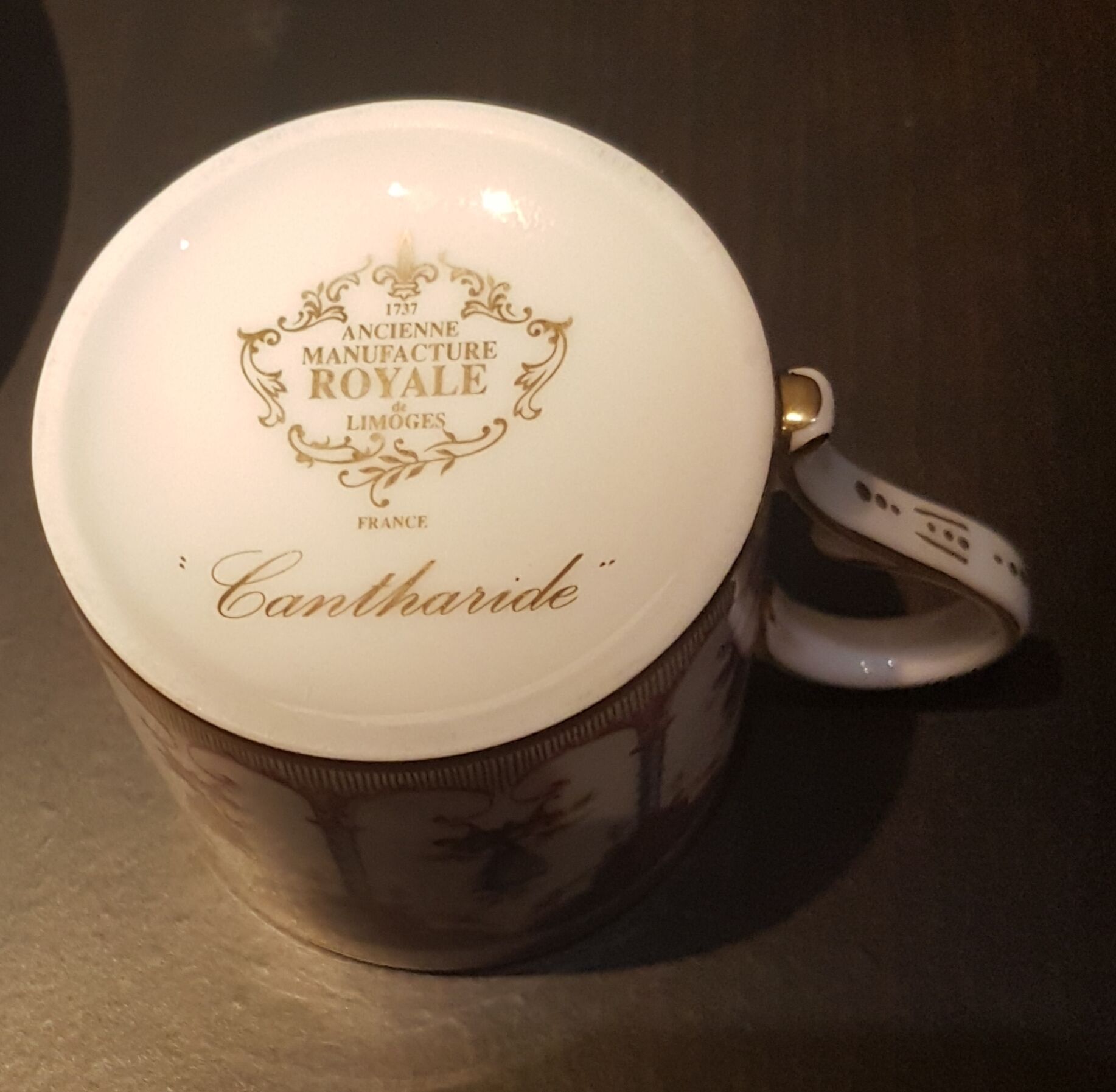 Porcelain cup and cup, royal manufacture of Limoges