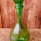 Biot carafe in green bubble glass