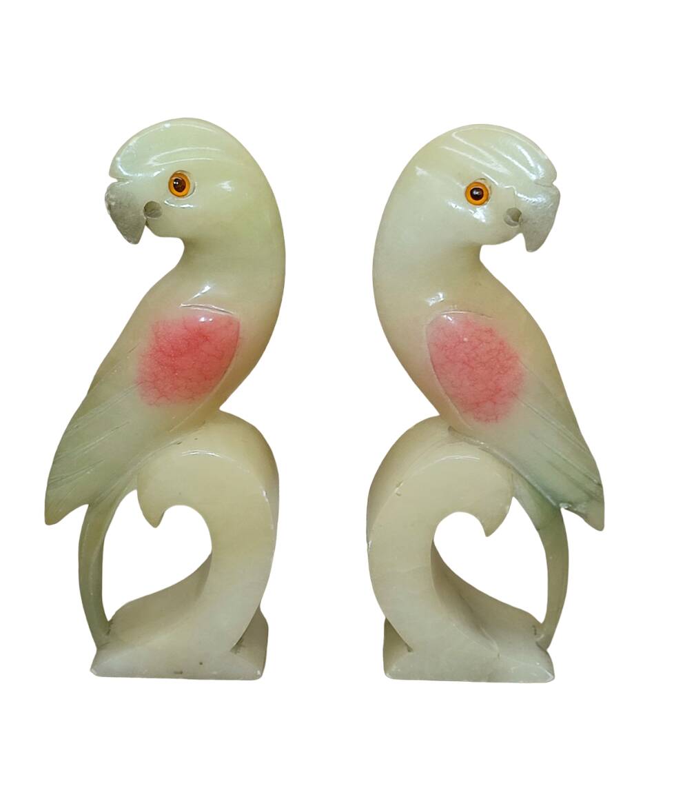 Alabaster Parrot Bookends, 1930s