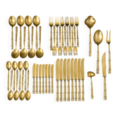 Set de couverts en bambou. 47 pièces. Laiton massif.