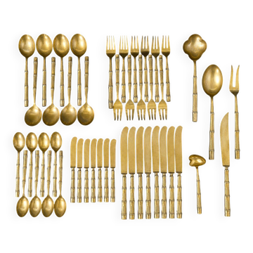 Set de couverts en bambou. 47 pièces. Laiton massif.