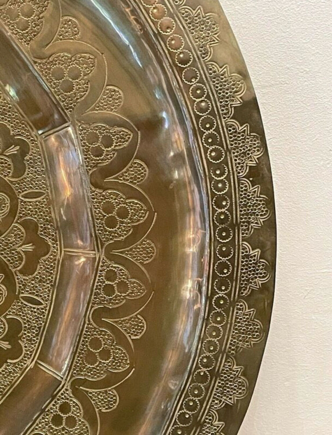 Chic vintage ethnic decorative oriental engraved copper plate