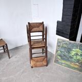 Set of 6 straw and oak Beauche chairs.