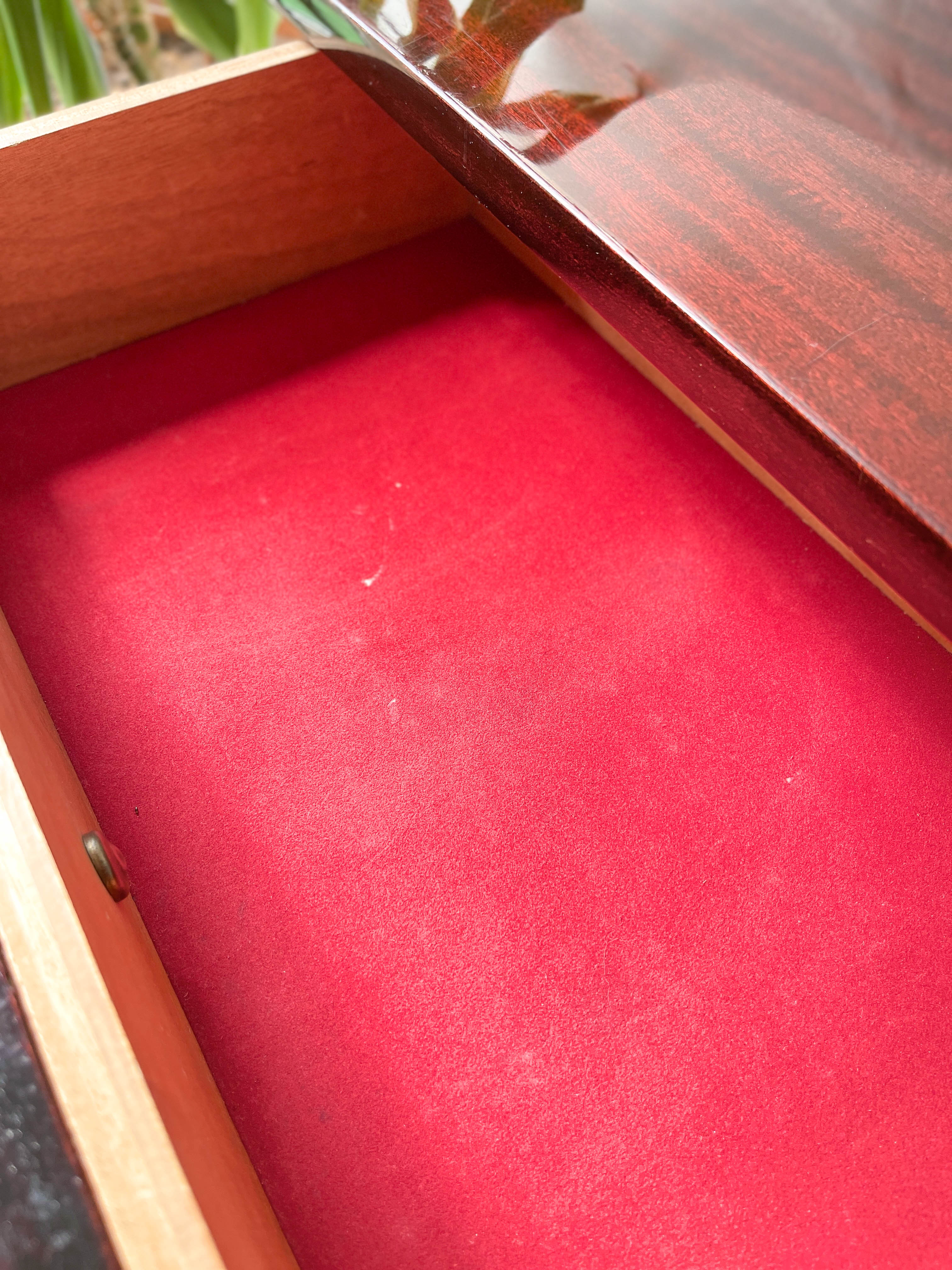 Vintage wood and brass bedside table Art Deco style