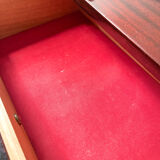 Vintage wood and brass bedside table Art Deco style