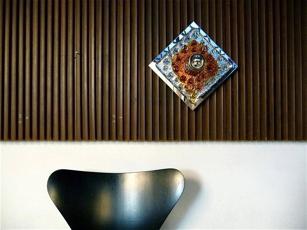 Murano glass & chromed metal wall lamp attributed to  Mazzega Italy 1960s