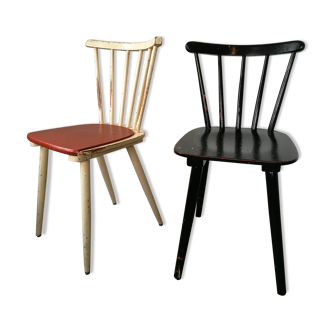 Pair mismatched Scandinavian chairs