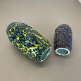 set of 2 Rare Super Color Crusty Fat Lava Vases by Scheurich, Germany WGP, 1970s
