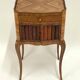 Antique Louis XV Style Bedside Table - Wood & Leather