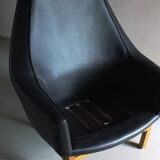 IB Kofod-Larsen leather oak easy chair | OPE Sweden | 1960s