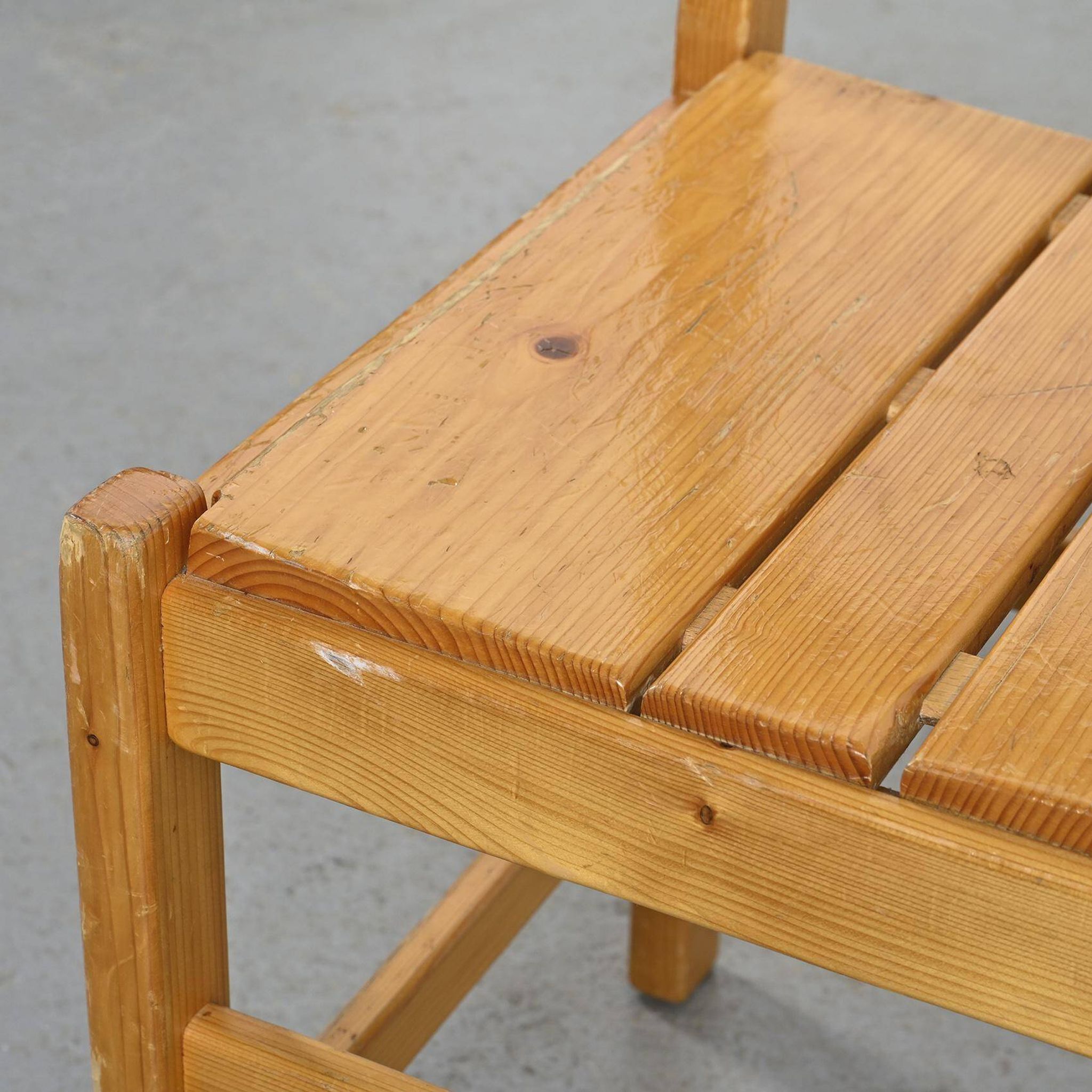 Set of six solid pine chairs by Maison Regain