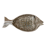 Ancien cendrier forme poisson en métal argenté vintage