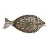 Ancien cendrier forme poisson en métal argenté vintage