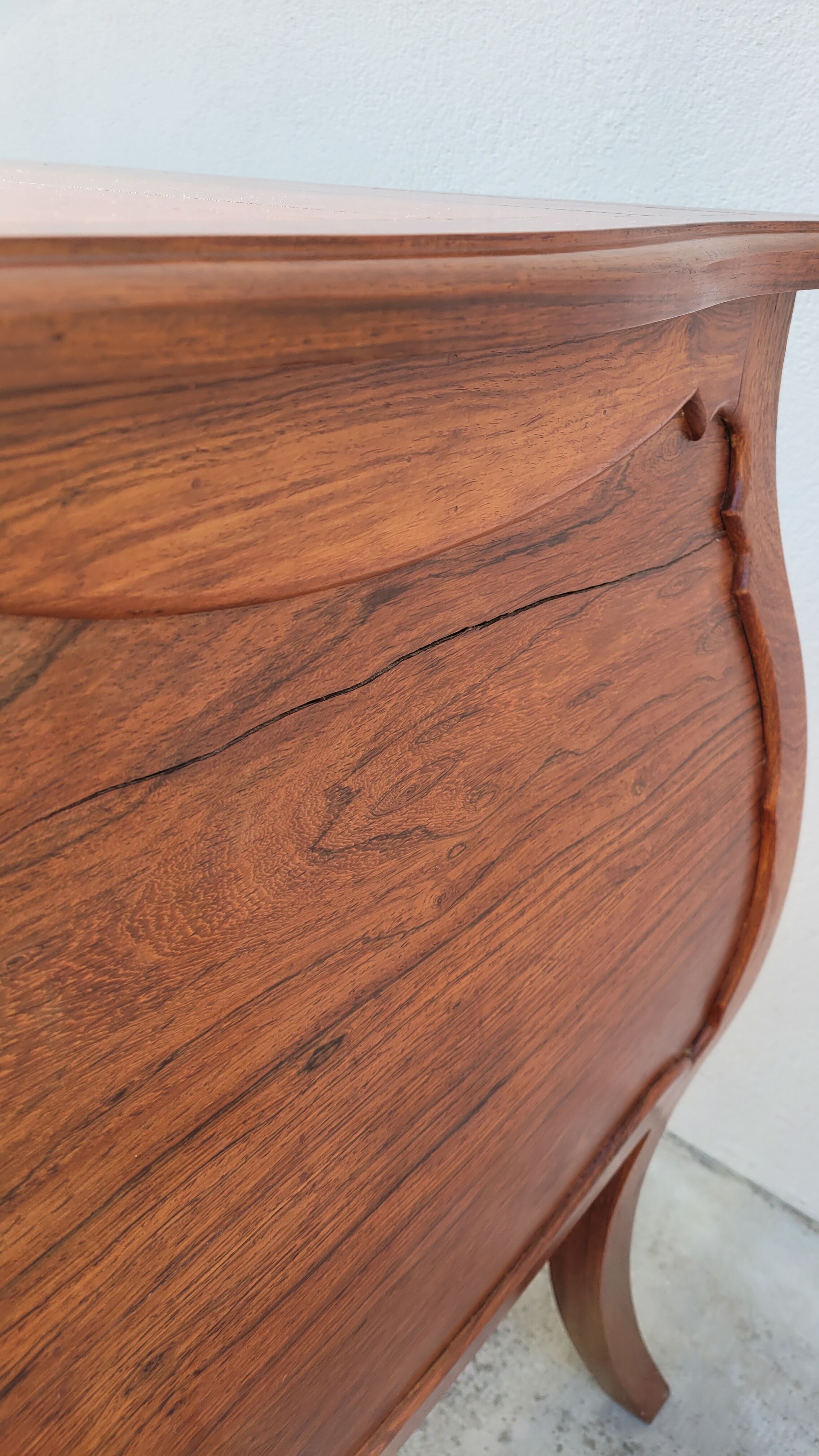 Curved Louis XV style commode in mahogany.